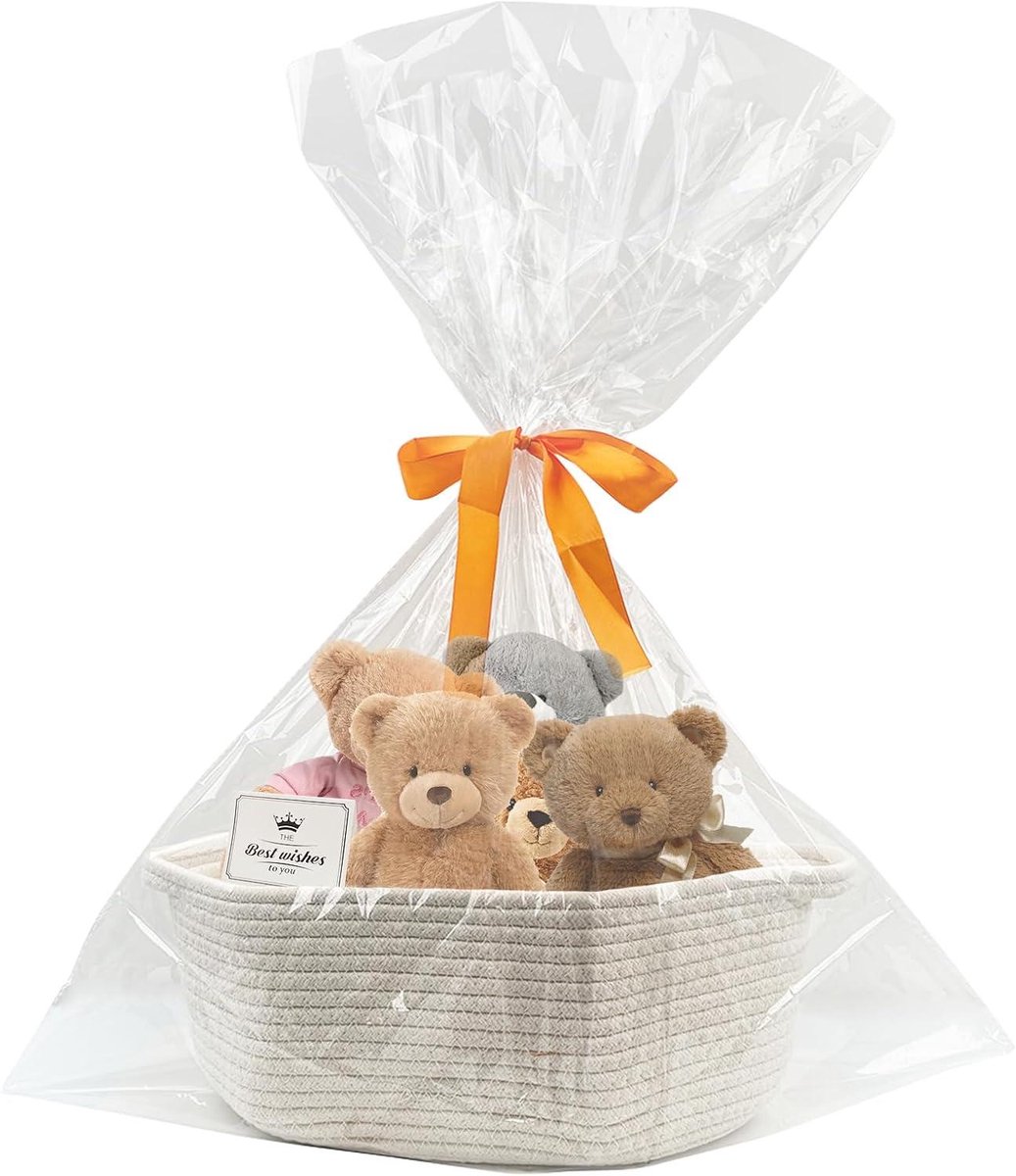 Opbergmand van touw met handgrepen voor babyshower en feestdagen.