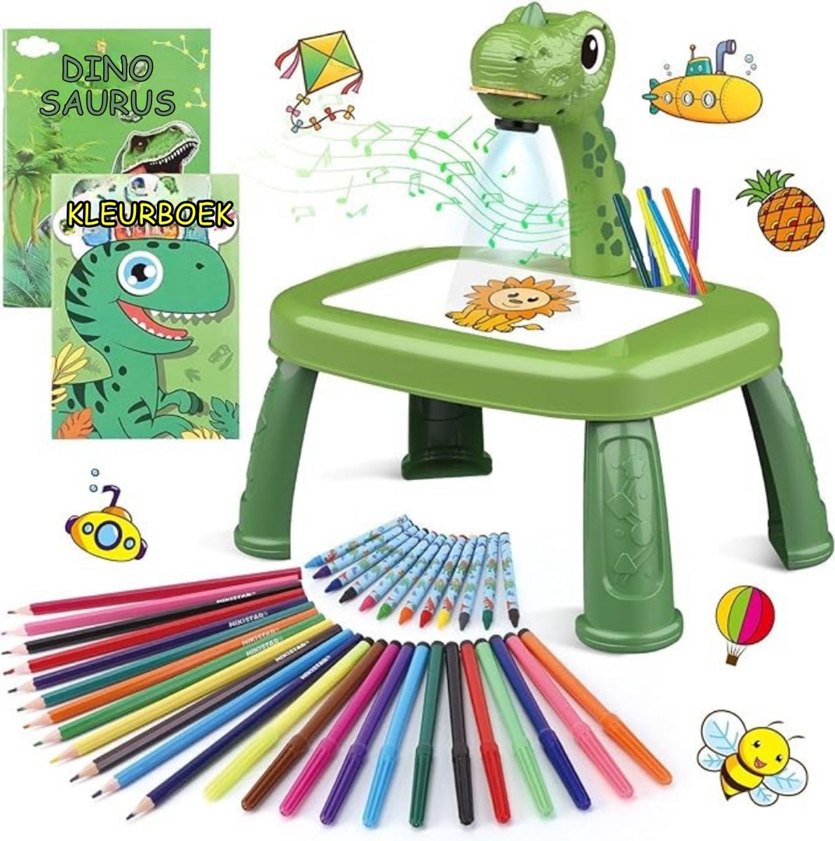 MIRA® Tekenprojector Kinderen - Tekenprojector - Kinder Tekenprojector - met Tafeletje - Groen - 33cm x 22cm x 35cm