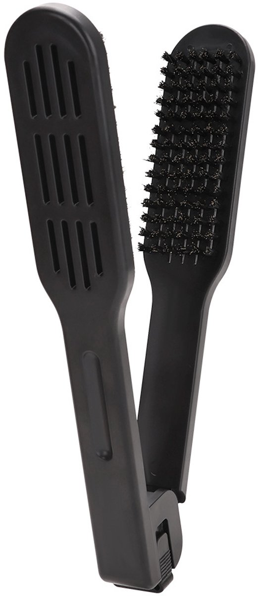 V-vormige stijltang - hittebestendige en antistatische borstel voor een gladde styling, met transparant ABS-handvat.