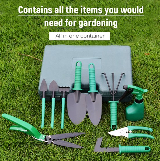 Deze 10-delige tuingereedschapset, inclusief een ergonomische en duurzame gereedschapshouder, is het perfecte tuincadeau voor vrouwen, mannen en gezinnen. van Merkloos	 — afbeelding 3