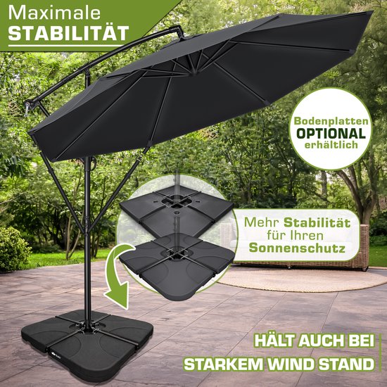 Tillvex Parasol 300 Cm Met Zwengel Hoes Windbescherming Zweefparasol Met Standaard Tuinscherm Uv Bescherming Aluminium Zonnescherm Waterdicht Marktscherm
