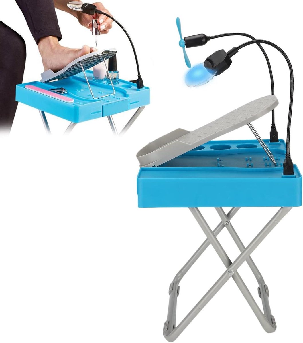 Verstelbare Pedicure Voetsteun met LED Vergrootglas en Droogventilator