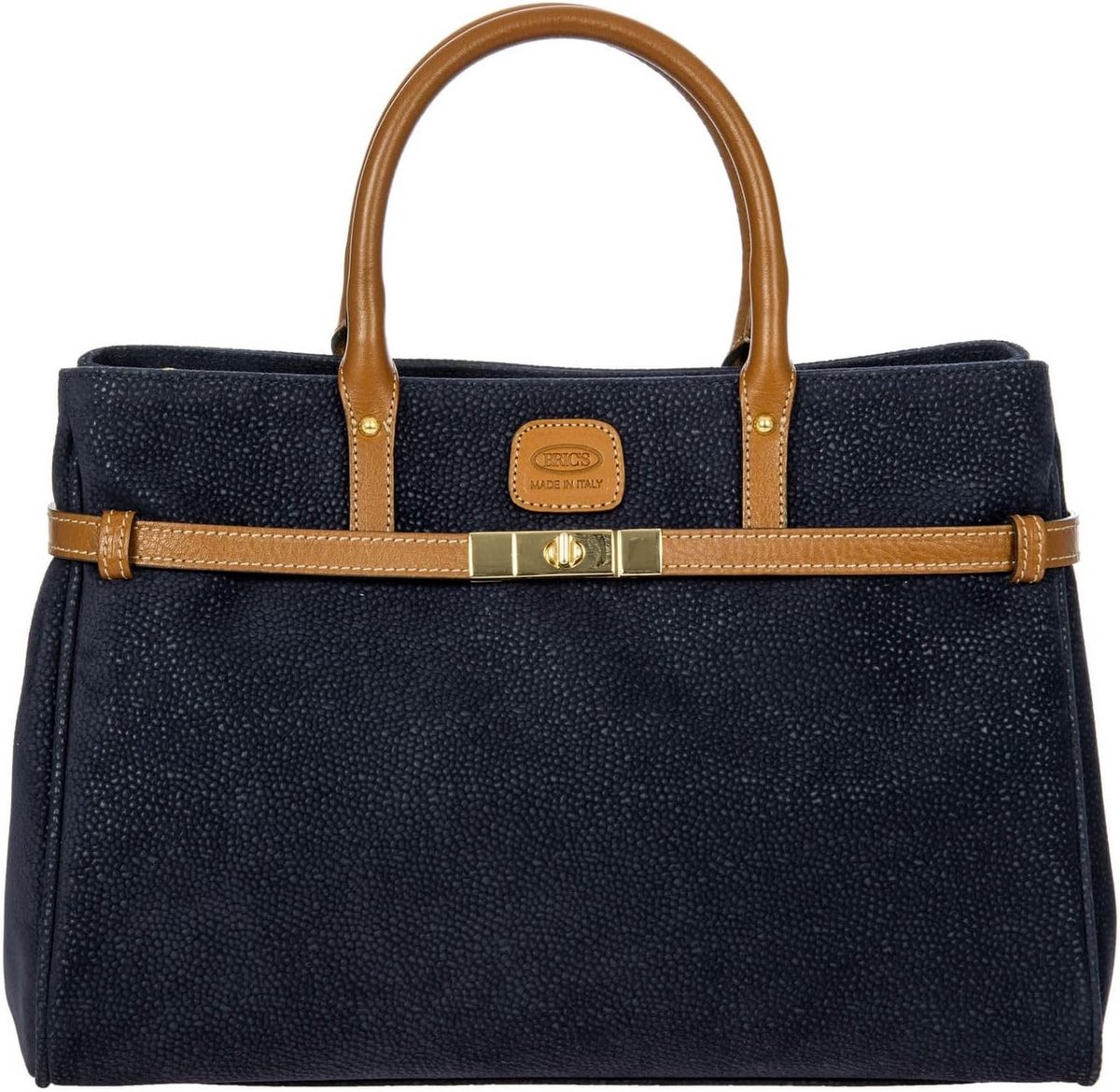 Handtas Dames Blauw Suède Look met Leerdetails en Schouderriem