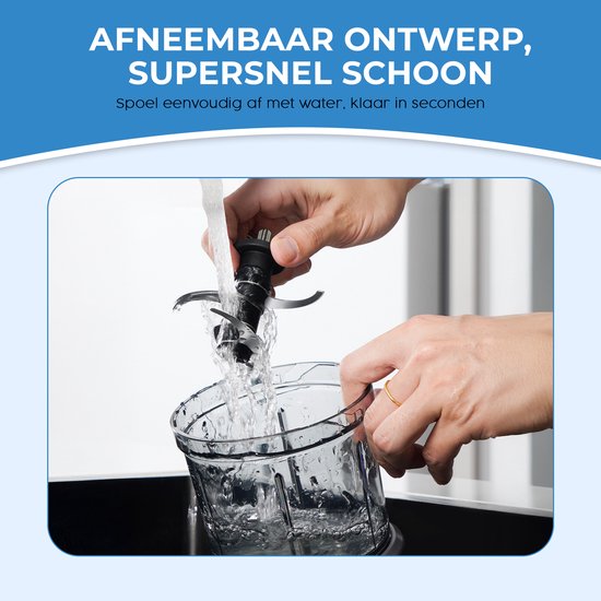 NovaWare Hakmolen Elektrisch - Food Chopper - Hakmolen Electrisch - Groentesnijder - Foodprocessor - 4 Messen - 300W - 900ml van NovaWare — afbeelding 2