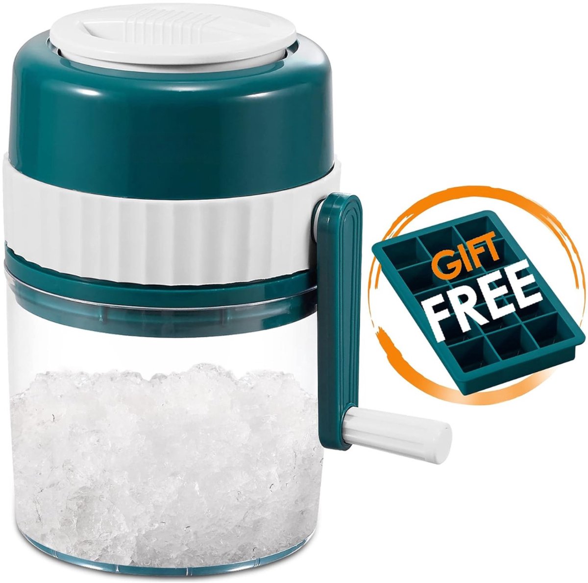 Core® IJscrusher - met IJsschep - Professionele Ice Crusher - 3 RVS Messen - IJsvergruizer Handmatig - Blauw - 12cm x 12cm x 21cm