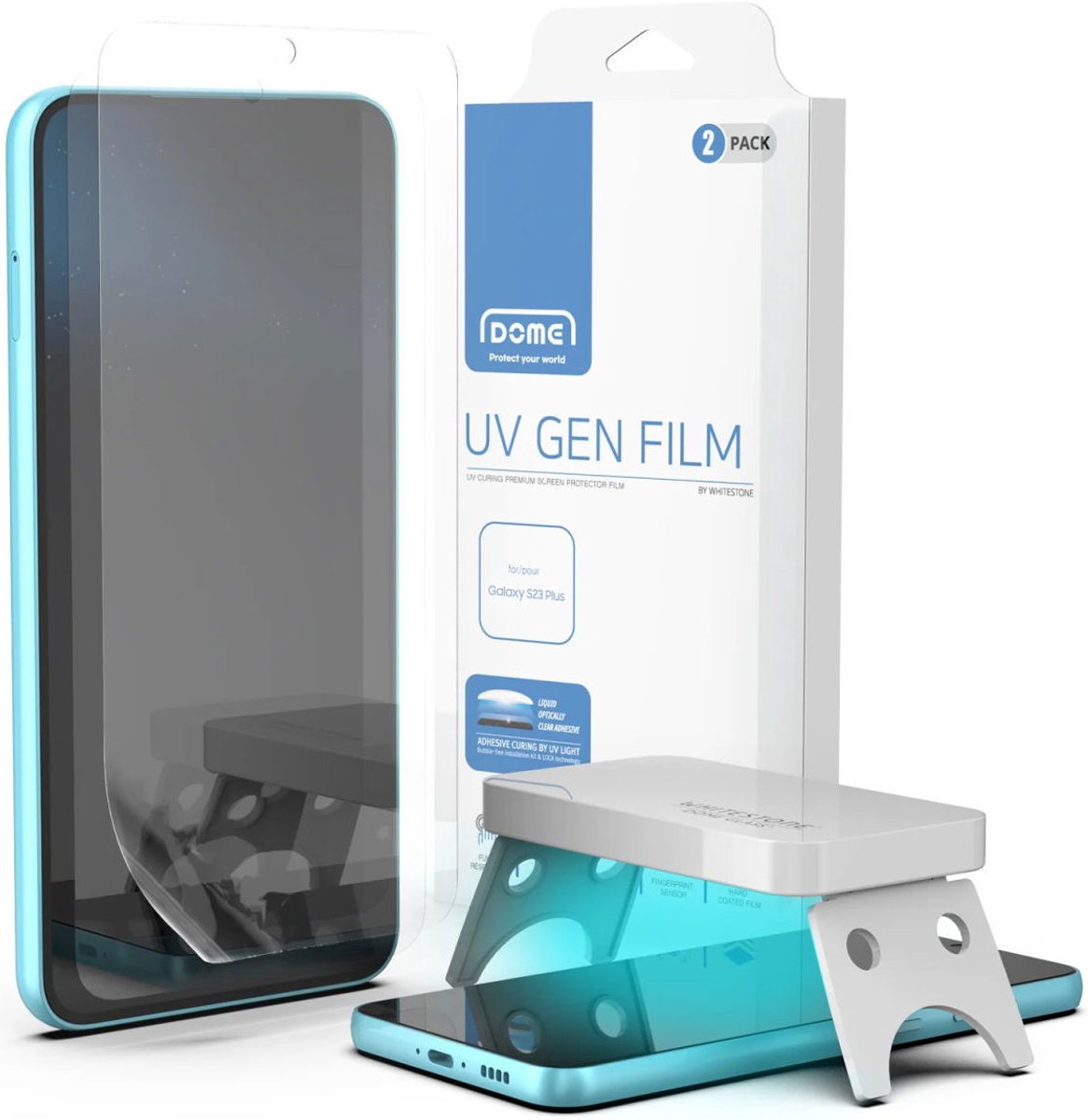 Whitestone Screen Protector UV PET 2-Pack Geschikt voor Samsung Galaxy S23 Plus
