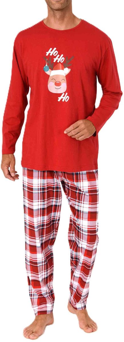Kerstpyjama voor heren met lange mouwen en grappig rendiermotief