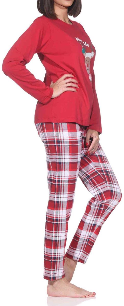 Kerstpyjama met lange mouwen voor dames met grappig rendiermotief