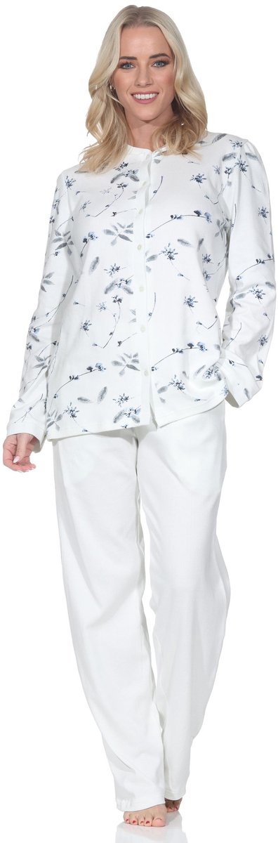 Normann damespyjama met doorknoopsluiting in een geraffineerde look - ook in grote maten hellblau