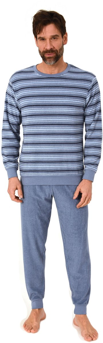 Heren pyjama in badstof met manchetten in een stijlvolle blokstreep-look - ook in oversize