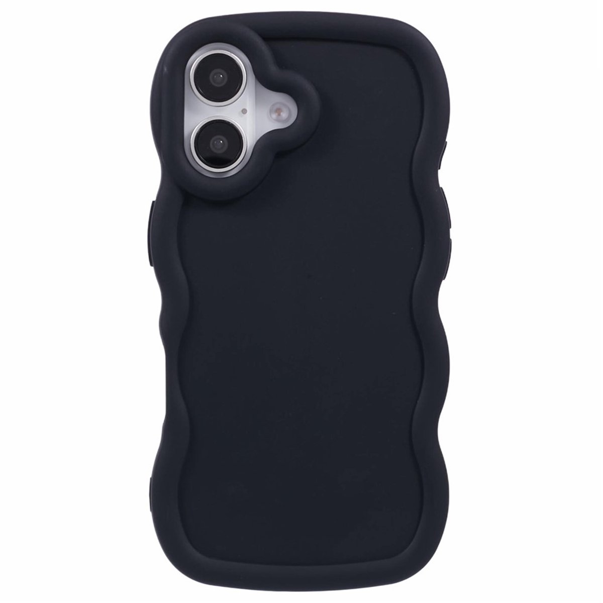 Hoesje geschikt voor Apple iPhone 16 Plus - Phonesta Wavy Silicone Back Cover - Zwart