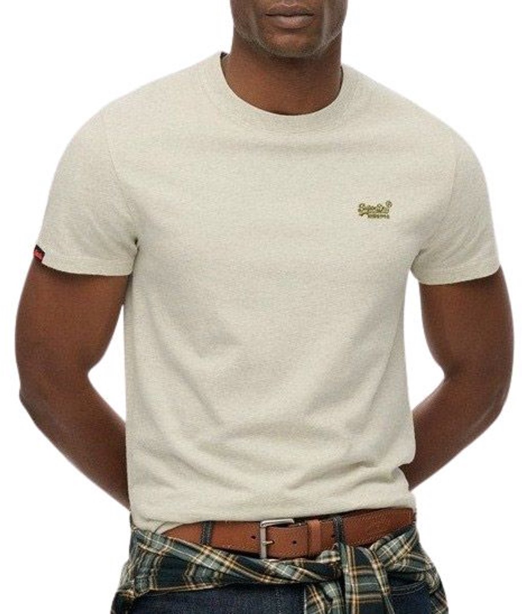 Superdry ESSENTIAL LOGO EMB TEE Heren T-shirt Straw Marl Grijs