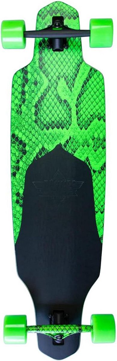 Longboard 38 inch Complete Skateboard - Neon Groen Snakeskin Design