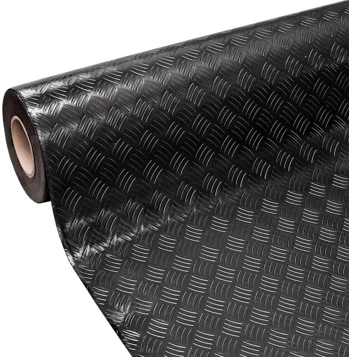 Antislip Rubberen Vloerbedekking en Loper - Zwart - Gladde Plaatstructuur - 140 x 280 cm