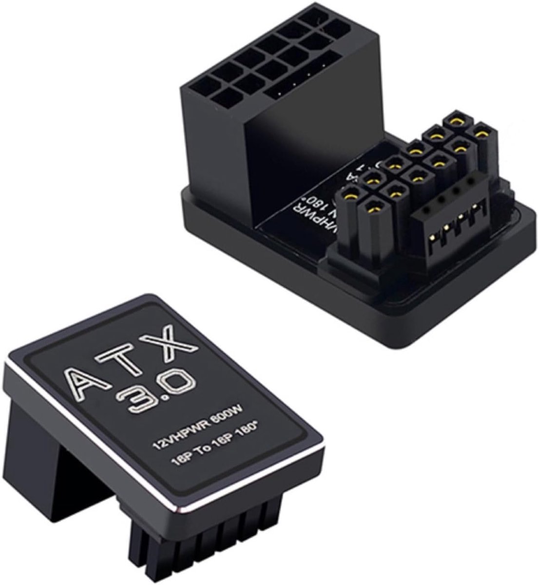 Hoekige Voeding Connector - GPU Adapter - PC Bouwen - 180 Graden Draaibaar - 600W Vermogen - Zwart