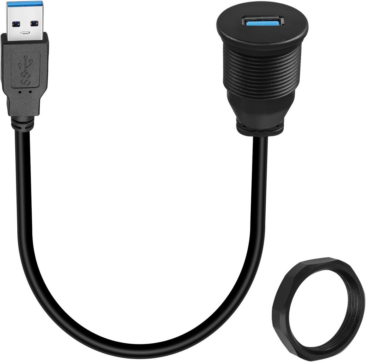 Inbouw USB 3.0 Kabeladapter met Schroefdraadbevestiging 5 Gbps voor Dashboard en Voertuigen
