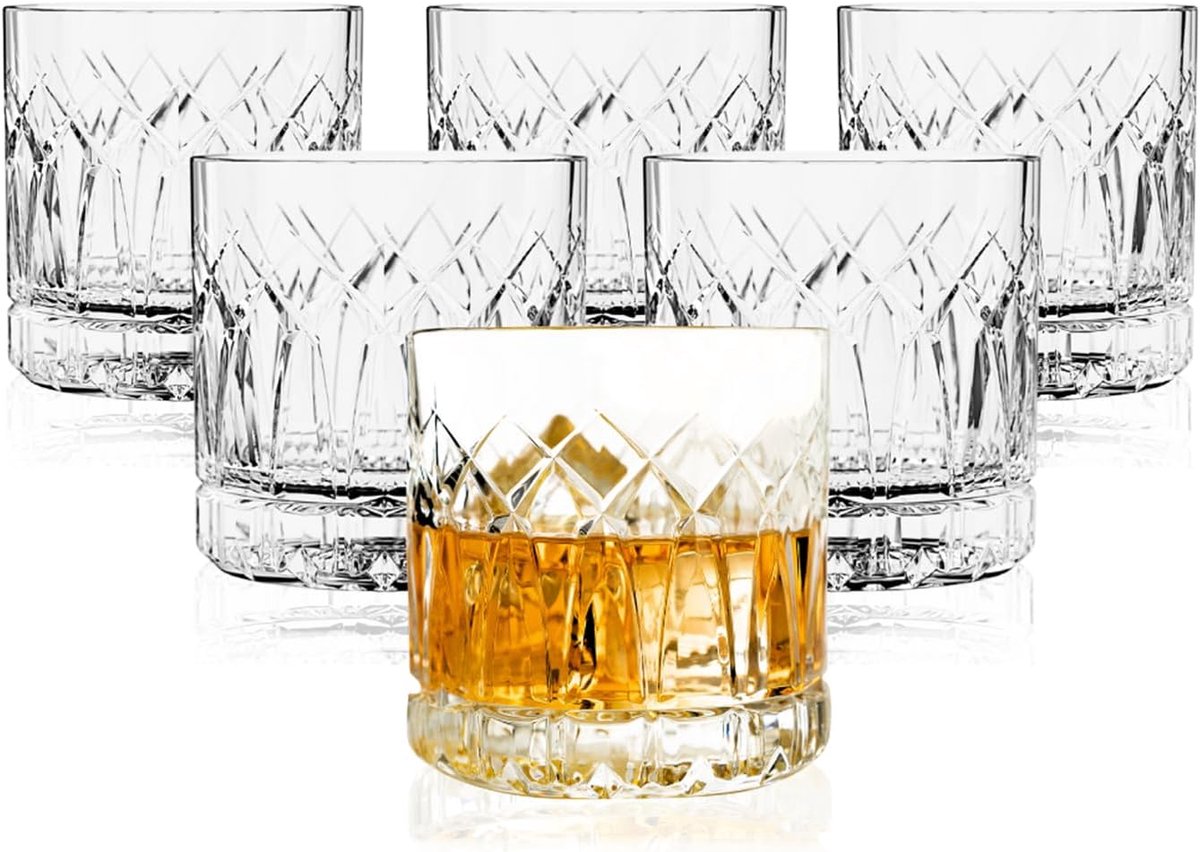 Set van 6 Whiskyglazen - Klassieke Ouderwetse Cocktailglazen (355 ml)