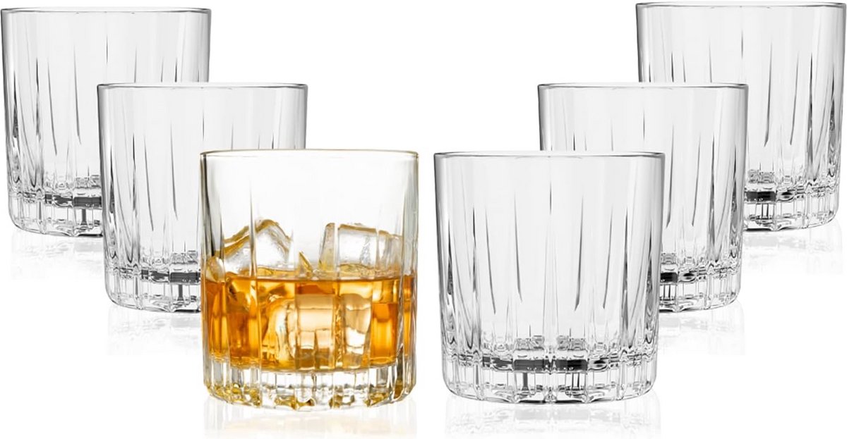 Set van 6 Whiskyglazen - Klassieke Ouderwetse Cocktailglazen (350 ml)