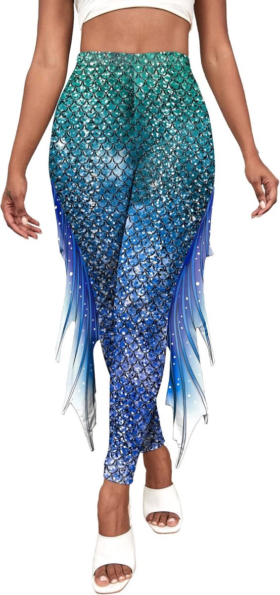 Zeemeermin Leggings Hoge Taille Visschaal Workout Broek voor Vrouwen