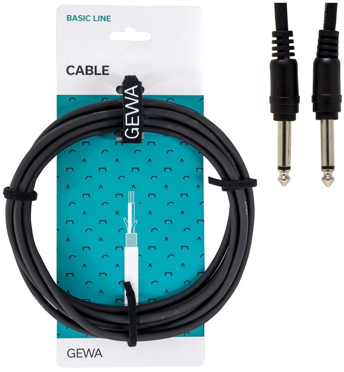 Korte Patchkabel 30 cm Zwart met Haakse 6.3mm Mono Jack Pluggen
