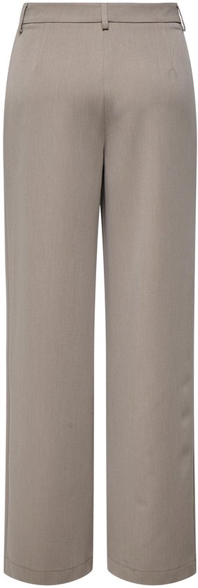 Grijze broek met rechte pijpen, van achteren gezien.