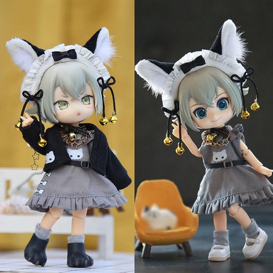 Schattig Kattenpak Outfit voor 1/12 Schaal Poppen en Actiefiguren - OB11 Kleding van Merkloos — afbeelding 5