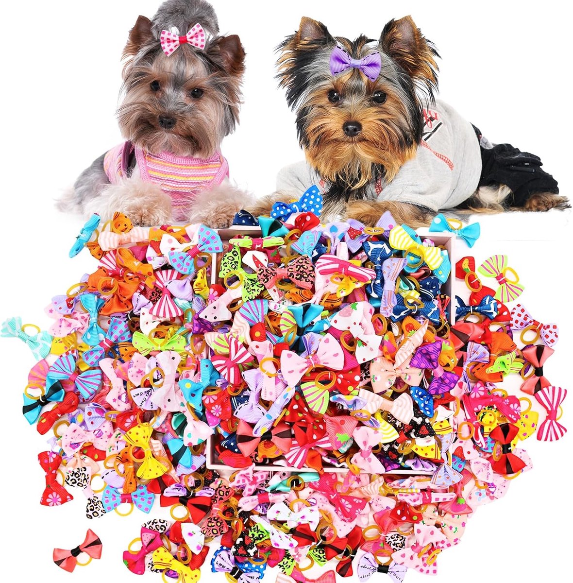 100 Stuks Haarstrikjes voor Honden en Puppies - Verzorgingsaccessoires met Elastiek