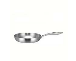 Bavary® Professionele RVS Frying Pan - 30CM - 18/10 Inox - Tri-Ply Bodem - Duurzame Koekenpan zonder Coating - Geschikt voor Inductie