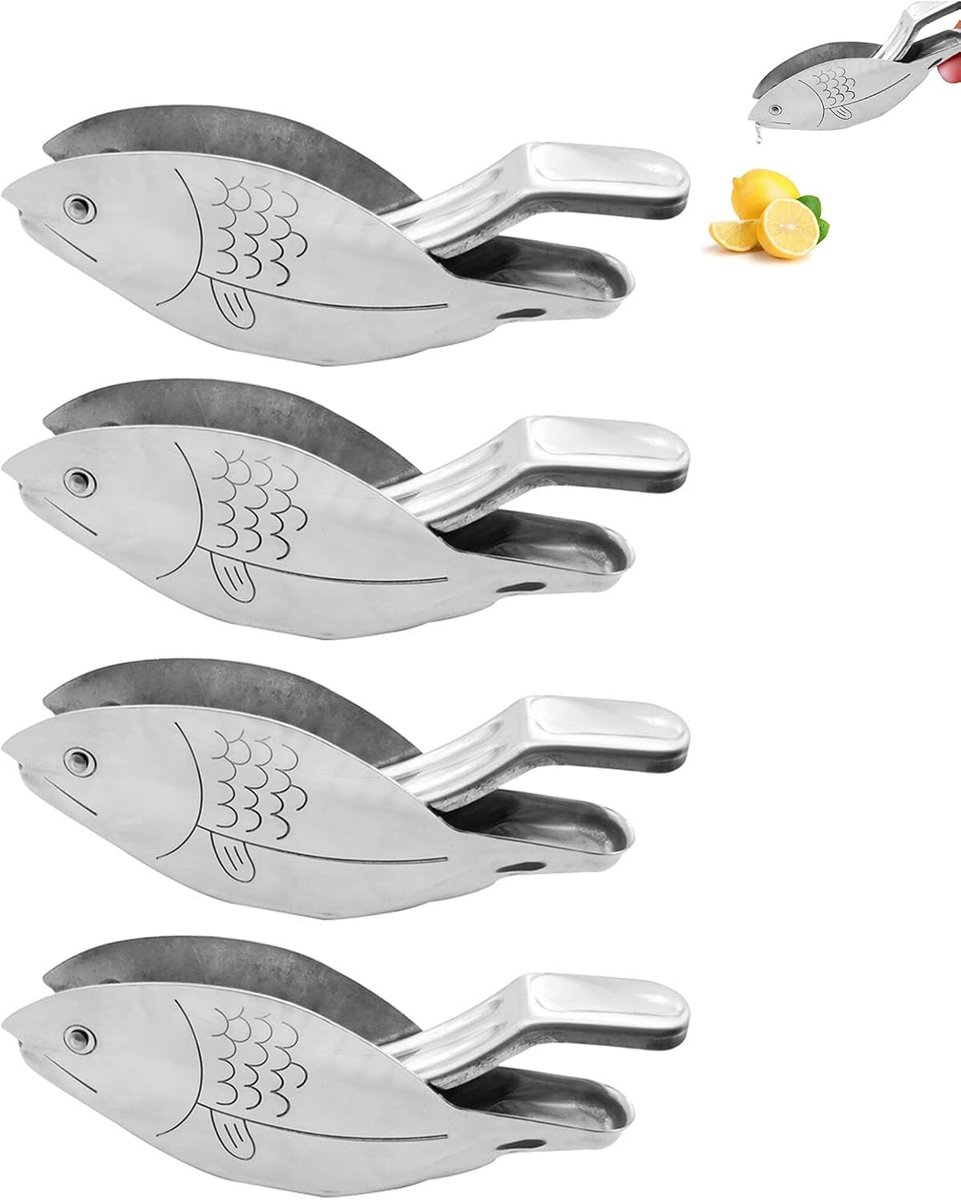 4 Stuks Handmatige Citroenpers - Citruspers Roestvrij Staal & Acryl Keukengadget