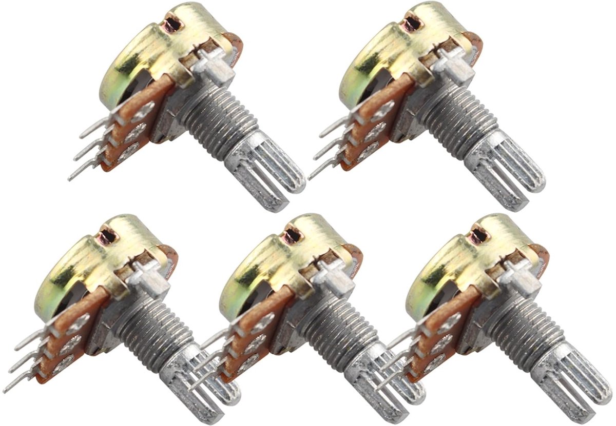 Set van 5 Potentiometers 10 Kilo Ohm voor Elektronische Projecten en Schakelingen