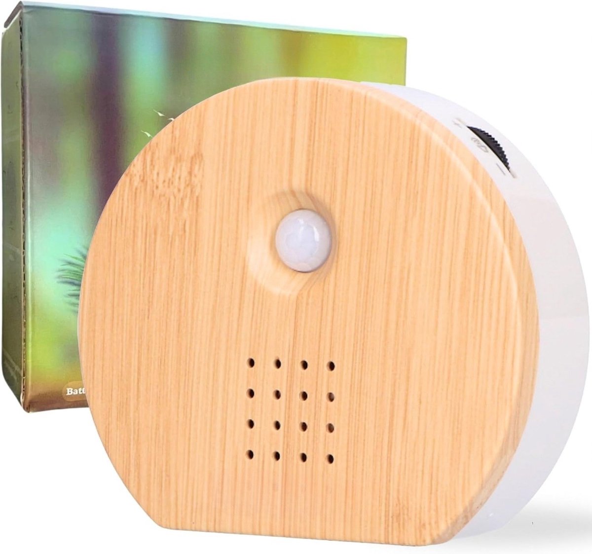 SNJY® Vogelhuisje met Geluid - Vogelgeluiden Huisje voor op Toilet - Vogelgeluiden Huisje met Sensor - 5 Natuurlijke Geluiden - Rond - Lichtbruin