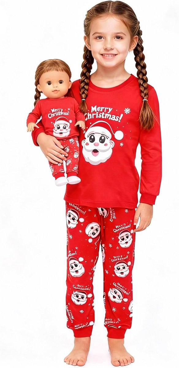 Bijpassende Kerst Pyjama Sets voor Meisjes en Poppen Lange Mouw Nachtkleding Leeftijd 2-12 Jaar