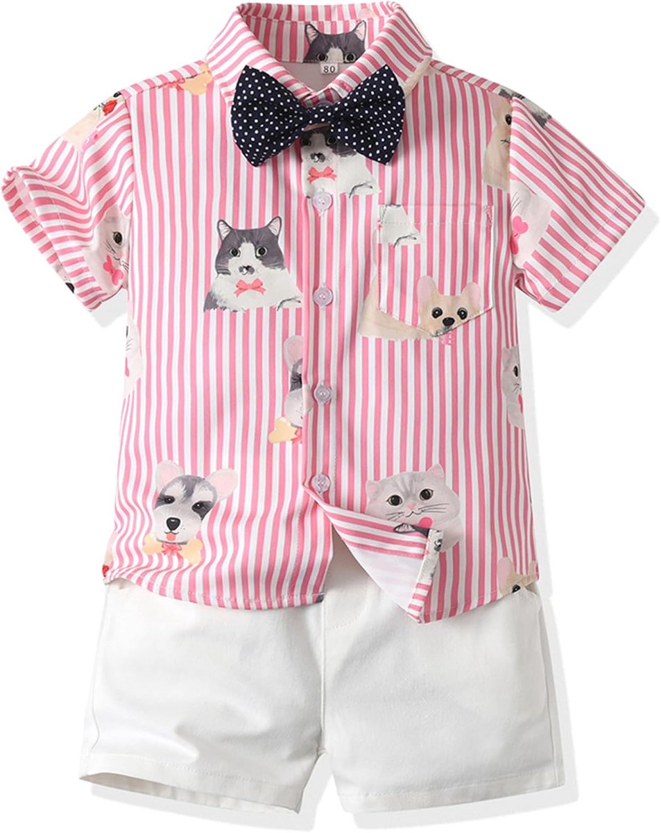 Baby Hawaïhemd - Zomerkleding set - Casual uitjes - Inclusief vlinderdas - 12m tot 4j - Meerdere prints