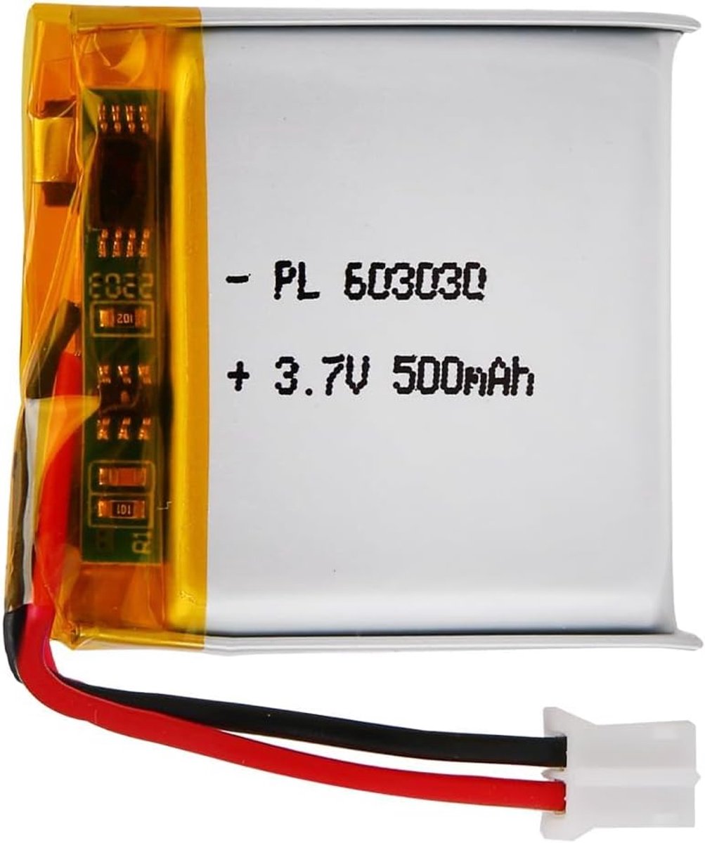 Oplaadbare Batterij - Lithium Polymeer - Elektronica - Met Connector - 500mAh