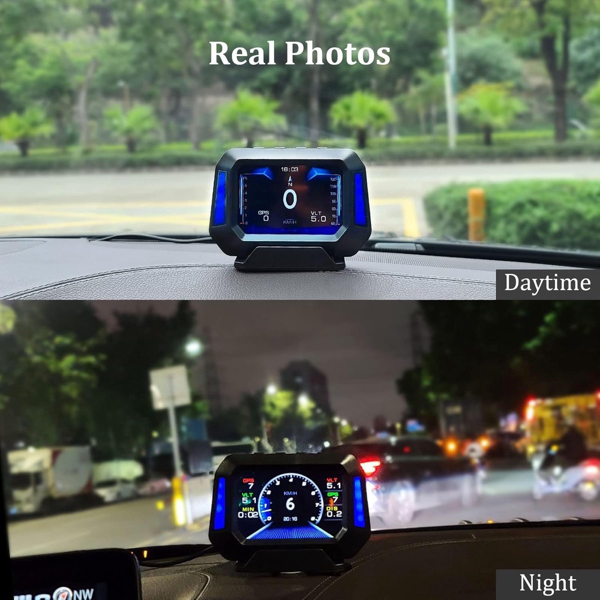 Universele Auto Head-Up Display (HUD) met Snelheidsmeter en Hellingsmeter thumbnail 4
