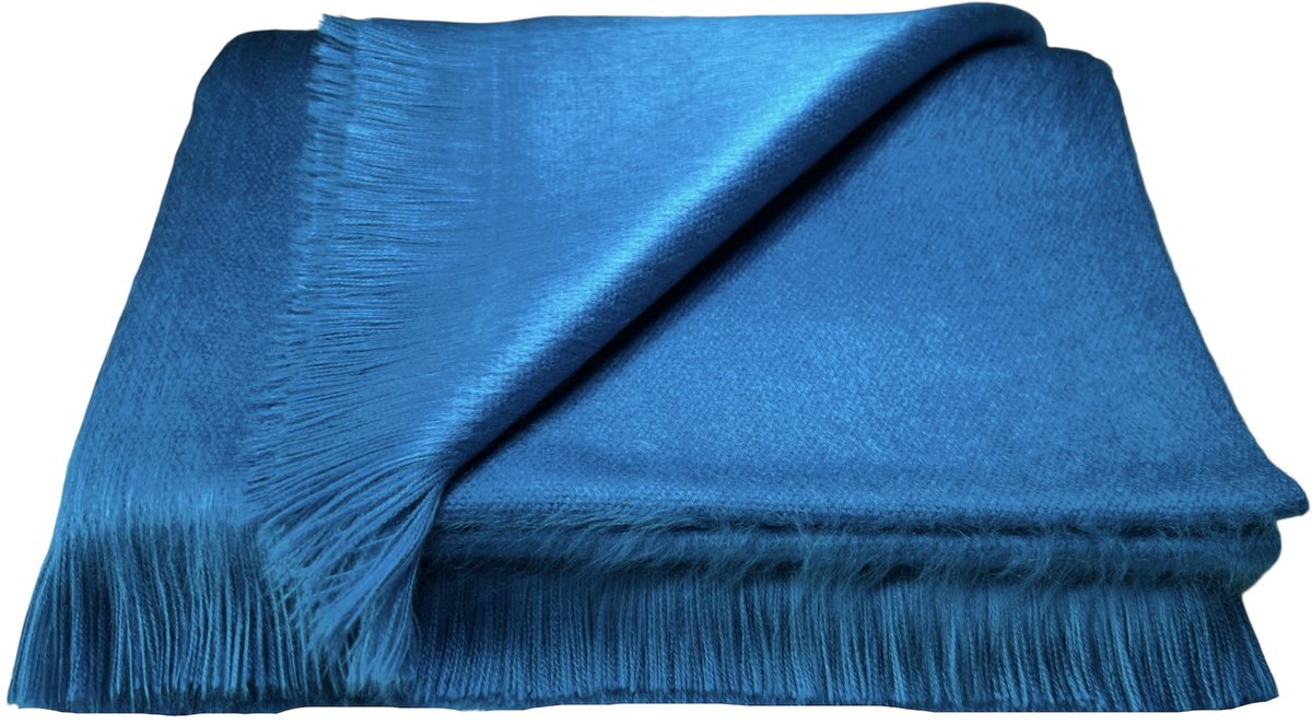 Alpaca D'Luxe Sjaal - Hypoallergeen - Royal Blue - Zacht en van Kwaliteit - Luxe Alpaca Wollen Sjaal - Sjaals Dames - Sjaals Heren - Luxe cadeau - Lange sjaal - Elegant - Gift - Scarf - Warm - Damesmode - Herenmode - Shawls - Accessoires - Cadeau tip