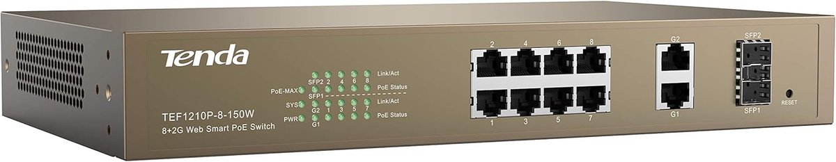 Netwerk Switch - PoE Switch - Netwerk Uitbreiding - Lange Afstand PoE - 29x18x4 cm - Zwart