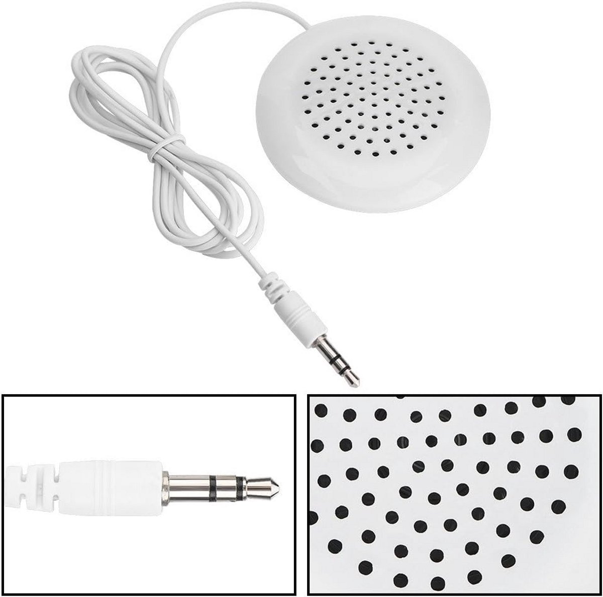 Kussen Speaker - Mini Stereo - Slaap Geluid - Draadloos Bluetooth - 60mm Diameter - Wit