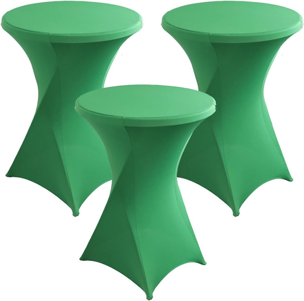 Set van 3 Elastische Bistro Tafelhoezen Rond - Geschikt voor Bartafels Ø 60 & 80 cm - Wasbaar en Sneldrogend - Groen