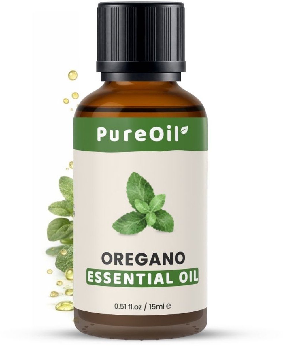 PureOil – Oregano Etherische Olie – 15ml – 100% Puur, Natuurlijk & Vegan – Voor Haar | Huid | Gezicht | Scalp | Diffuser | Aromatherapie - Incl. Ebook