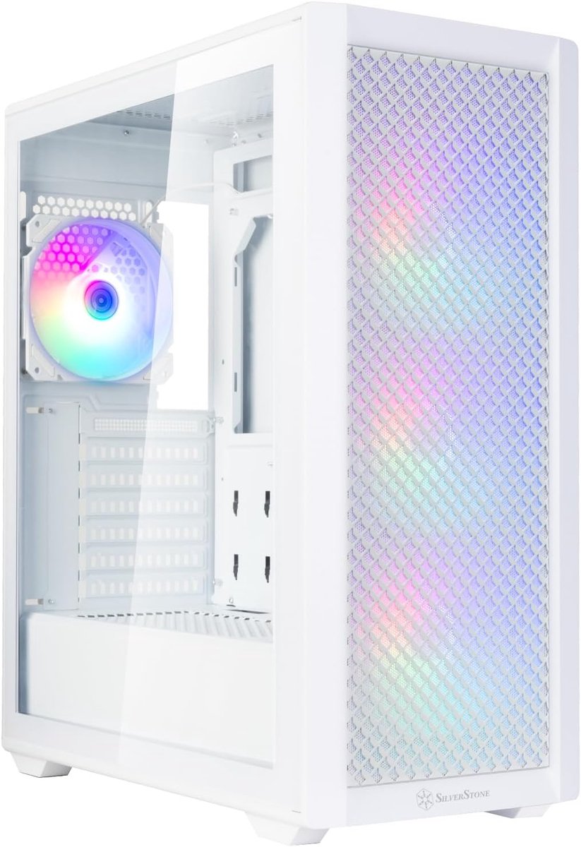ATX Mid-Tower PC Behuizing met Hoge Luchtstroom en RGB Verlichting, Wit