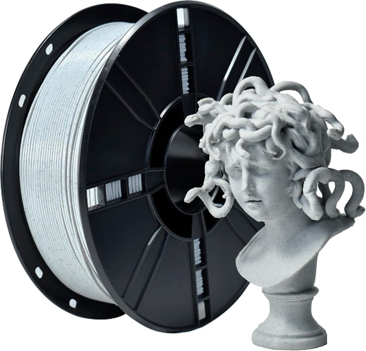 PLA+ Filament - 3D Print Materiaal - Modelbouw Printen - Glad Oppervlak - 1.75 mm 1kg - Marmer Grijs
