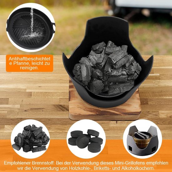 Draagbare Mini Grill - Tafel BBQ - Compact Grillen - Rookvrij Ontwerp - 844 Gram - Zwart van Merkloos — afbeelding 2