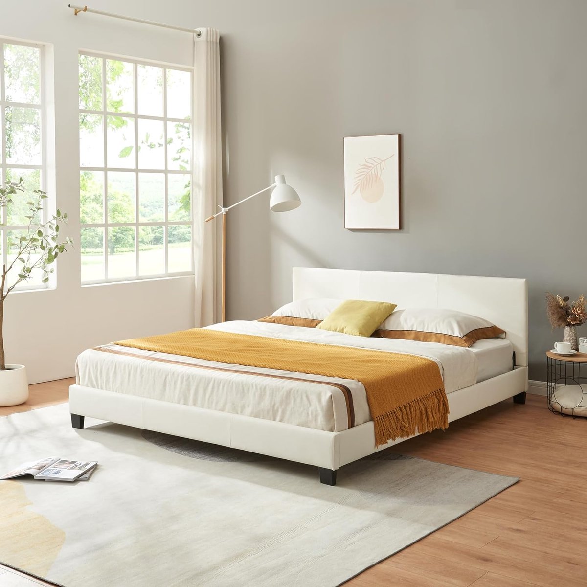 Tweepersoonsbed 180x200 cm Wit Kunstleer Slaapkamerbed