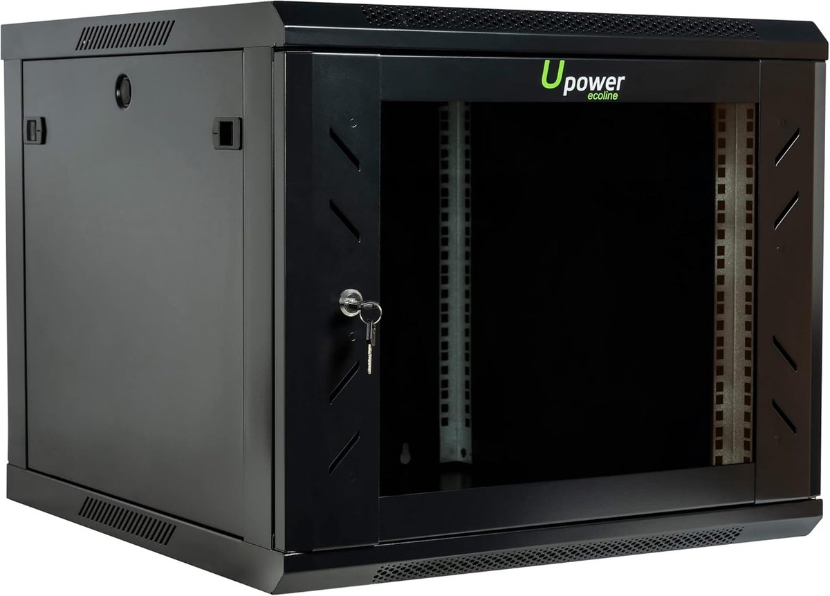 Wandkast 19 inch 9U voor server en netwerkapparatuur zwart