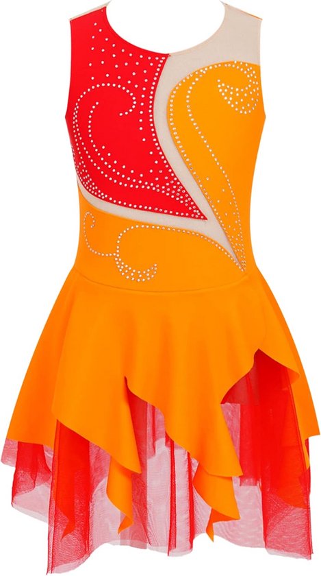 Inhzoy Balletjurk Voor Meisjes – 2-delig: Mouwloos Topje + Chiffon Wikkelrok, Danskleding Voor Kinderen, Maten 92-164