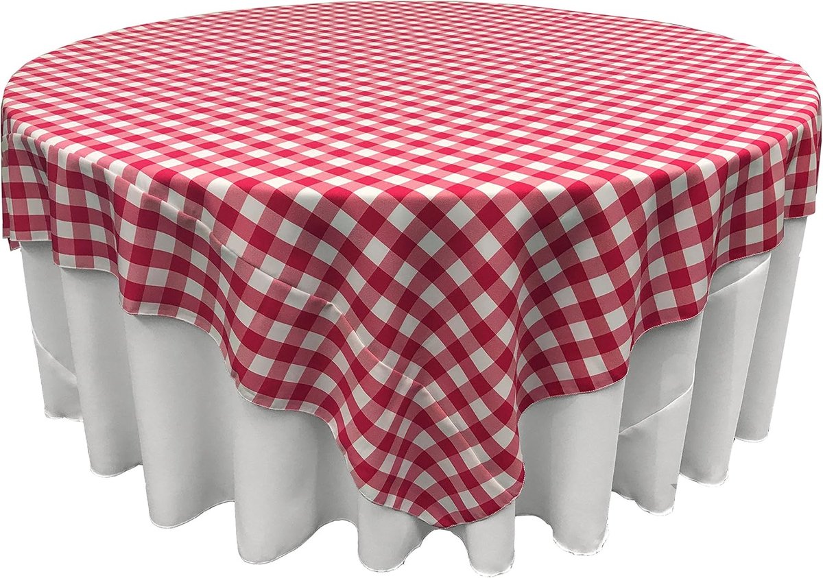 Geruit Vierkant Tafelkleed Polyester Duurzaam 228x228cm - Makkelijk Wasbaar