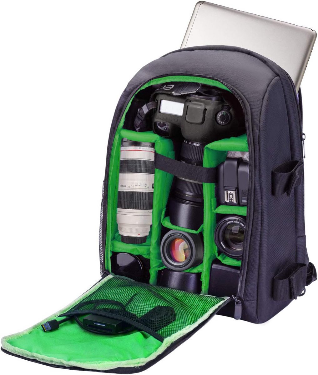 Waterdichte camerarugzak met laptopvak voor DSLR en accessoires