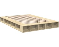 Bedframe Hout - Slaapkamermeubel - Rustgevende Slaap - Geïntegreerde Opbergvakken - 140x200 cm - Sonoma Eiken