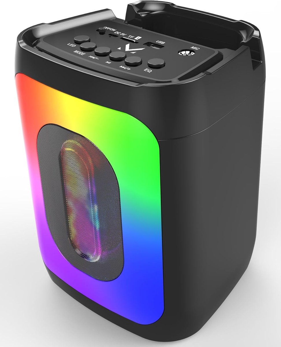 Draagbare Bluetooth Speaker met 9 LED Lichtshows en Oplaadbare Batterij